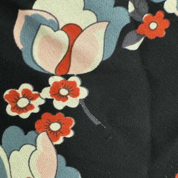 Helen Wang Black Floral Ruffle Silk Miniskirt, Size 4 - Picture 3 of 6